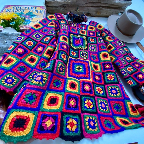 Colorful Crochet Mini Dress - Picture 13 of 15